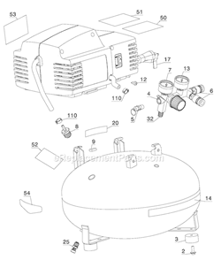 Page B Diagram and Parts List for C2006 Type 4 Porter Cable Compressor